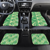 Lime Green Hibiscus Monstera Seamless Kakau Hawaii Car Mats
