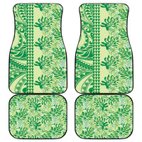 Lime Green Hibiscus Monstera Seamless Kakau Hawaii Car Mats