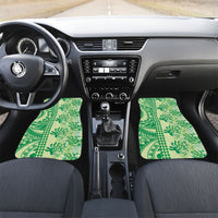 Lime Green Hibiscus Monstera Seamless Kakau Hawaii Car Mats