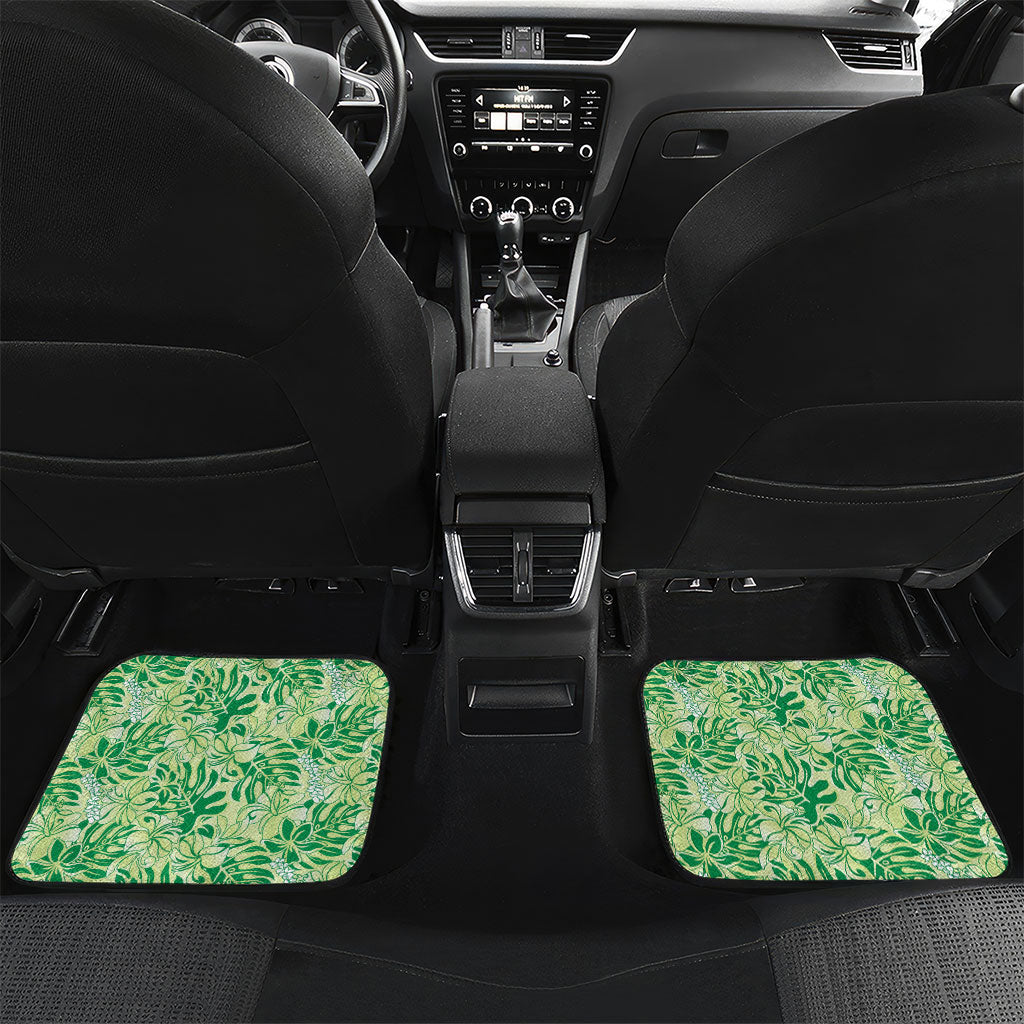 Lime Green Hibiscus Monstera Seamless Kakau Hawaii Car Mats