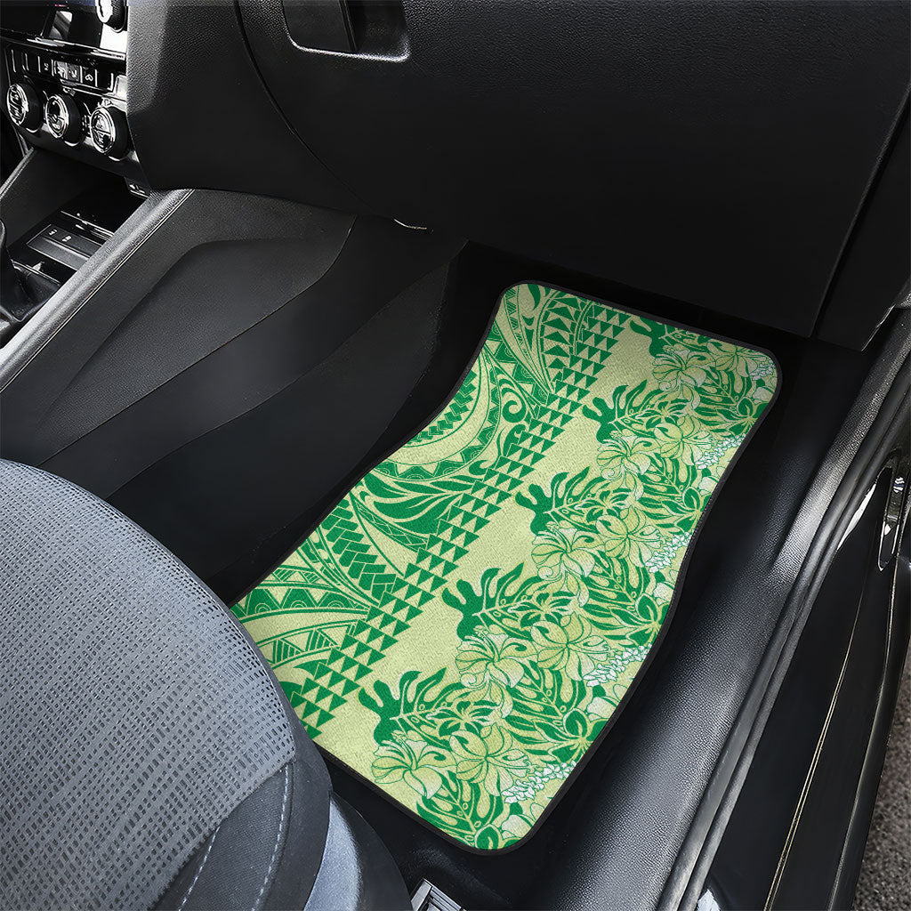 Lime Green Hibiscus Monstera Seamless Kakau Hawaii Car Mats