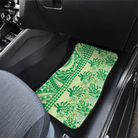 Lime Green Hibiscus Monstera Seamless Kakau Hawaii Car Mats