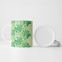 Lime Green Hibiscus Monstera Seamless Kakau Hawaii Ceramic Mug