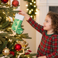 Lime Green Hibiscus Monstera Seamless Kakau Hawaii Christmas Stocking