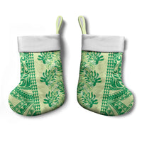 Lime Green Hibiscus Monstera Seamless Kakau Hawaii Christmas Stocking
