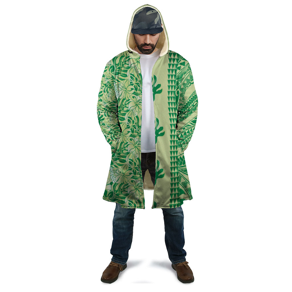 Lime Green Hibiscus Monstera Seamless Kakau Hawaii Cloak