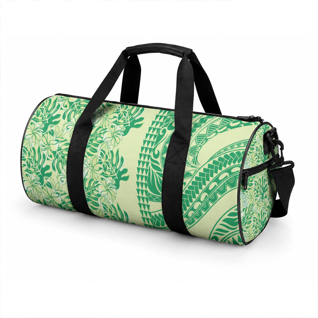 Lime Green Hibiscus Monstera Seamless Kakau Hawaii Duffle Bag