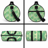 Lime Green Hibiscus Monstera Seamless Kakau Hawaii Duffle Bag