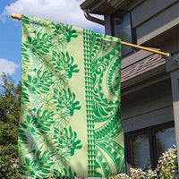 Lime Green Hibiscus Monstera Seamless Kakau Hawaii Garden Flag