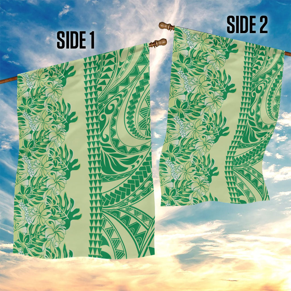 Lime Green Hibiscus Monstera Seamless Kakau Hawaii Garden Flag