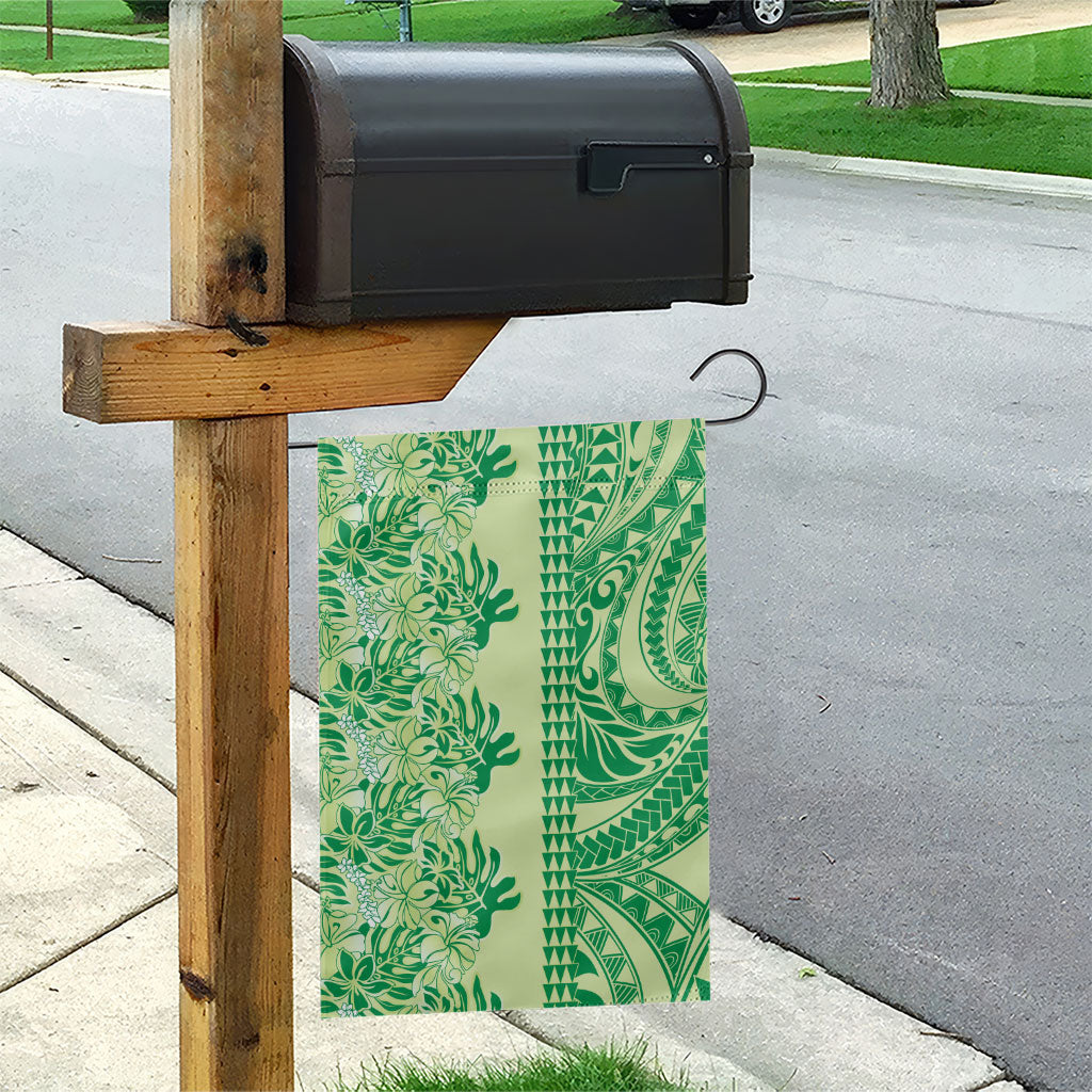 Lime Green Hibiscus Monstera Seamless Kakau Hawaii Garden Flag