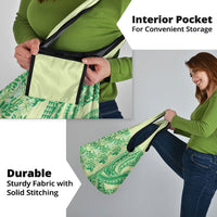 Lime Green Hibiscus Monstera Seamless Kakau Hawaii Grocery Bag