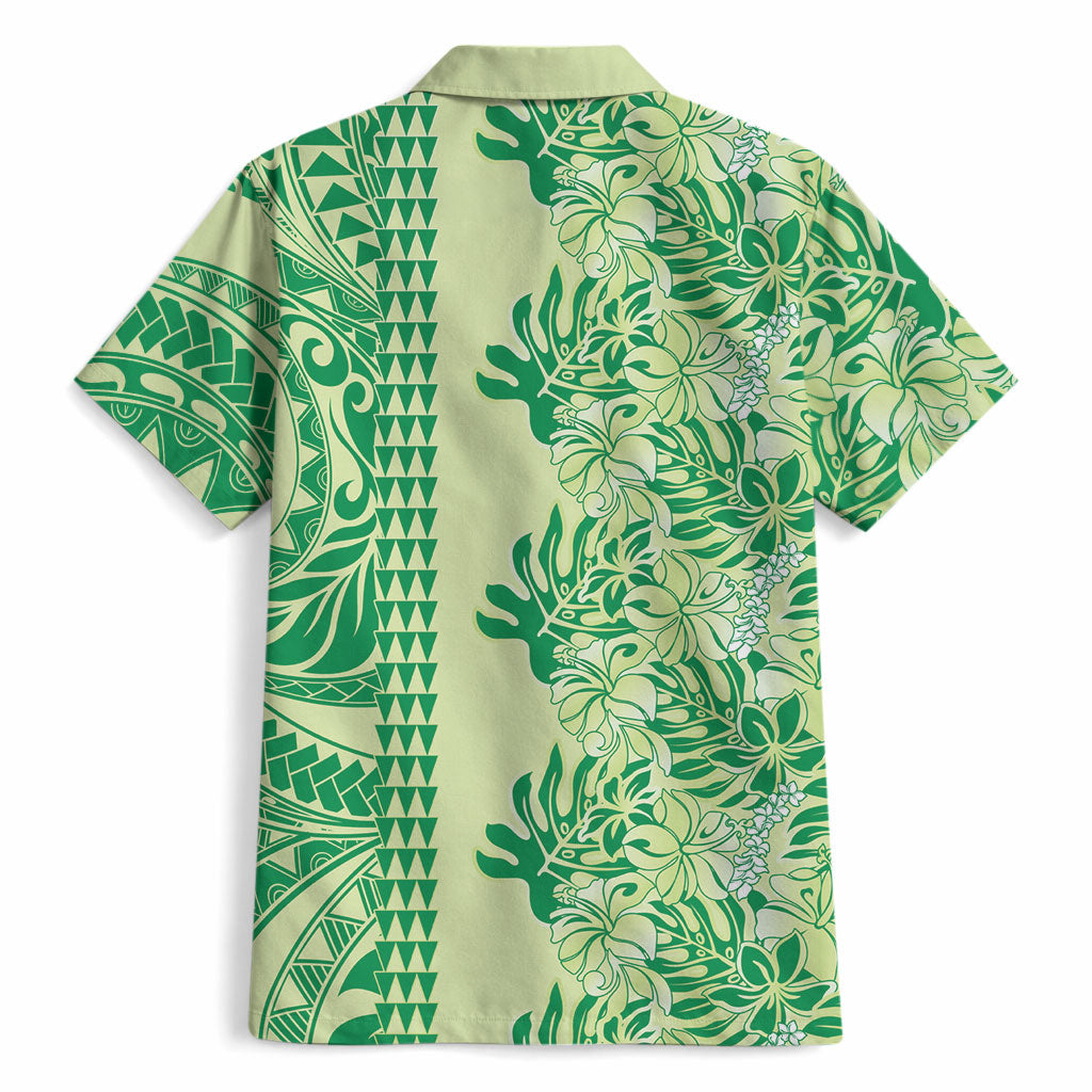 Lime Green Hibiscus Monstera Seamless Kakau Hawaii Hawaiian Shirt LT14 - Polynesian Pride