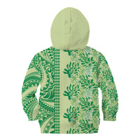 Lime Green Hibiscus Monstera Seamless Kakau Hawaii Kid Hoodie LT14 - Polynesian Pride
