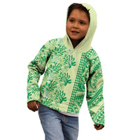 Lime Green Hibiscus Monstera Seamless Kakau Hawaii Kid Hoodie LT14 - Polynesian Pride