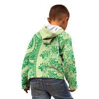 Lime Green Hibiscus Monstera Seamless Kakau Hawaii Kid Hoodie LT14 - Polynesian Pride