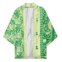 Lime Green Hibiscus Monstera Seamless Kakau Hawaii Kimono