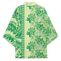 Lime Green Hibiscus Monstera Seamless Kakau Hawaii Kimono