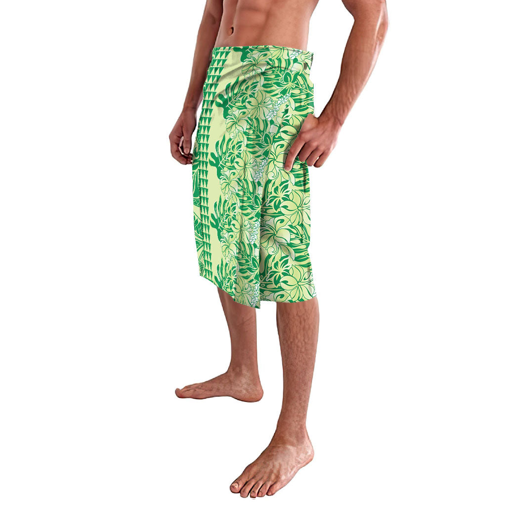 Lime Green Hibiscus Monstera Seamless Kakau Hawaii Lavalava