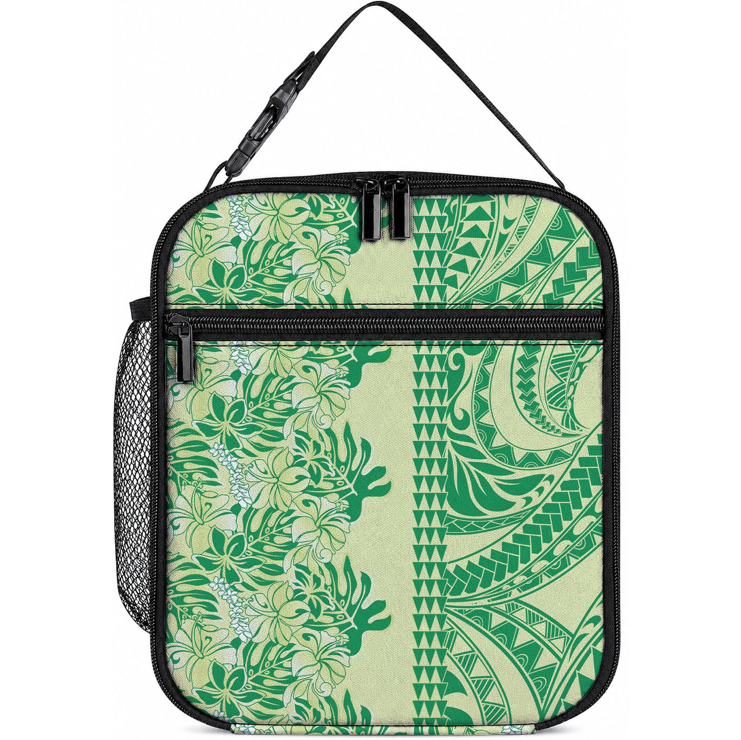 Lime Green Hibiscus Monstera Seamless Kakau Hawaii Lunch Bag