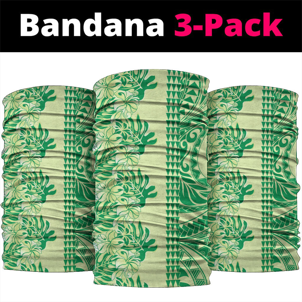 Lime Green Hibiscus Monstera Seamless Kakau Hawaii Neck Gaiter