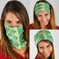 Lime Green Hibiscus Monstera Seamless Kakau Hawaii Neck Gaiter