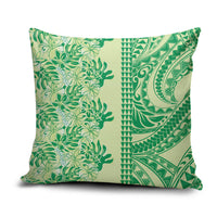 Lime Green Hibiscus Monstera Seamless Kakau Hawaii Pillow Cover