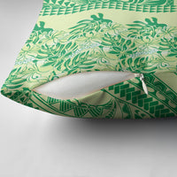 Lime Green Hibiscus Monstera Seamless Kakau Hawaii Pillow Cover