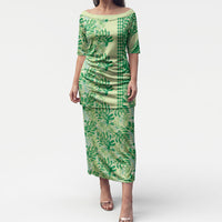 Lime Green Hibiscus Monstera Seamless Kakau Hawaii Puletasi