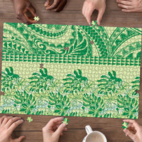 Lime Green Hibiscus Monstera Seamless Kakau Hawaii Puzzle