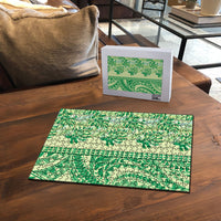 Lime Green Hibiscus Monstera Seamless Kakau Hawaii Puzzle