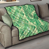 Lime Green Hibiscus Monstera Seamless Kakau Hawaii Quilt