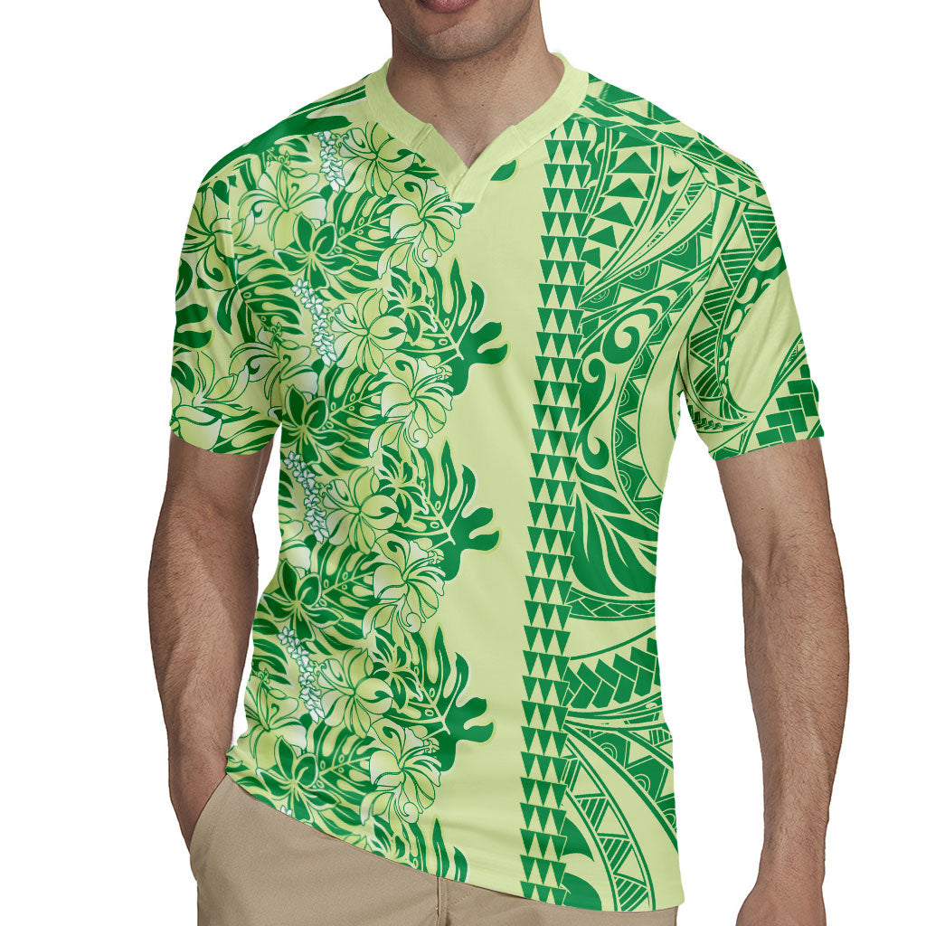 Lime Green Hibiscus Monstera Seamless Kakau Hawaii Rugby Jersey