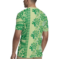 Lime Green Hibiscus Monstera Seamless Kakau Hawaii Rugby Jersey
