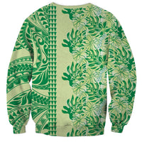 Lime Green Hibiscus Monstera Seamless Kakau Hawaii Sweatshirt