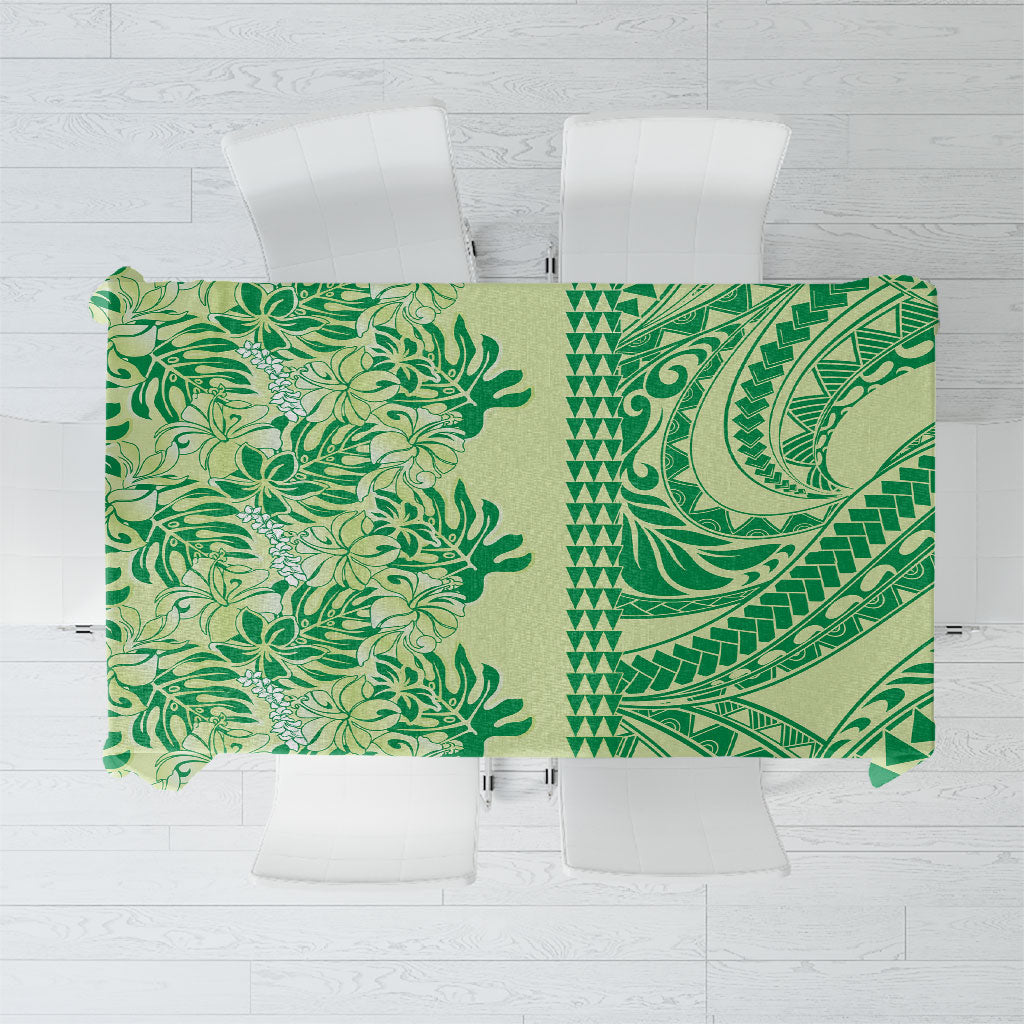 Lime Green Hibiscus Monstera Seamless Kakau Hawaii Tablecloth LT14 Lime Green - Polynesian Pride