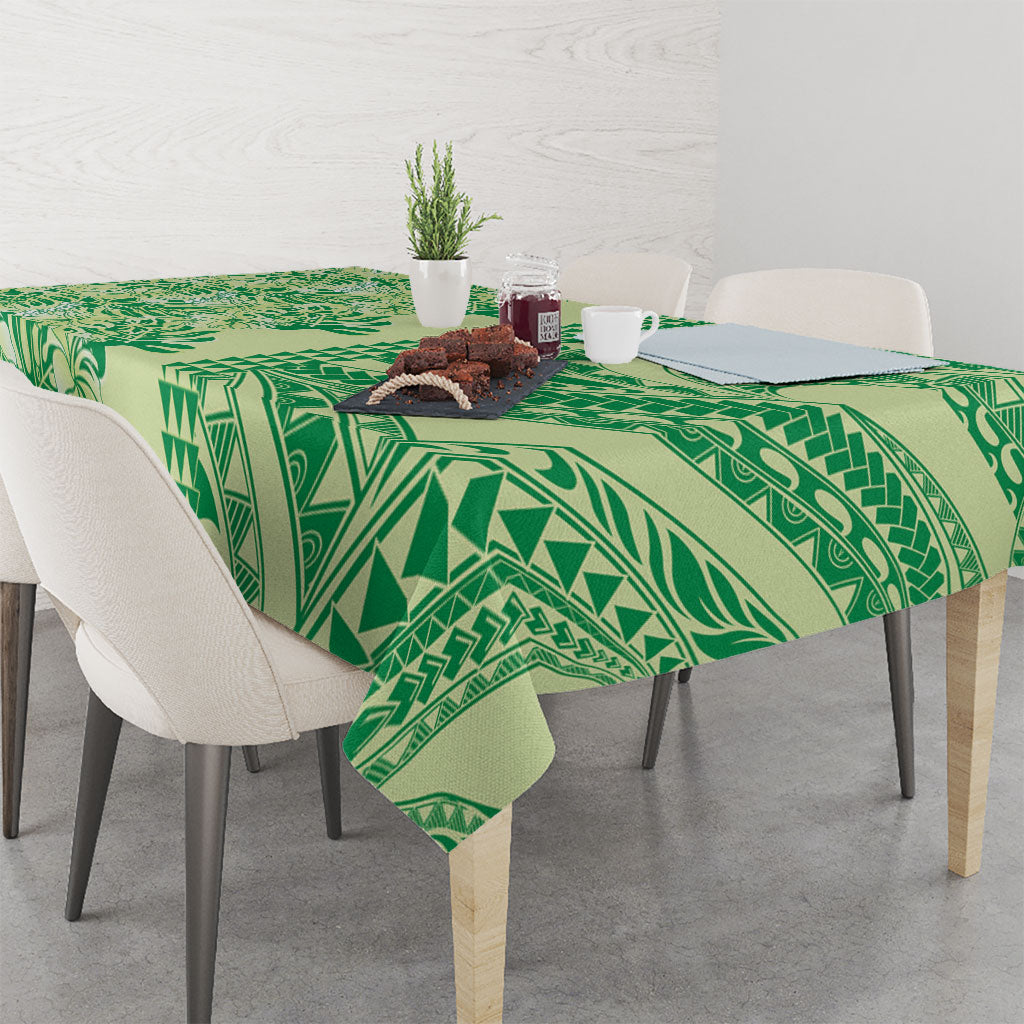 Lime Green Hibiscus Monstera Seamless Kakau Hawaii Tablecloth LT14 - Polynesian Pride
