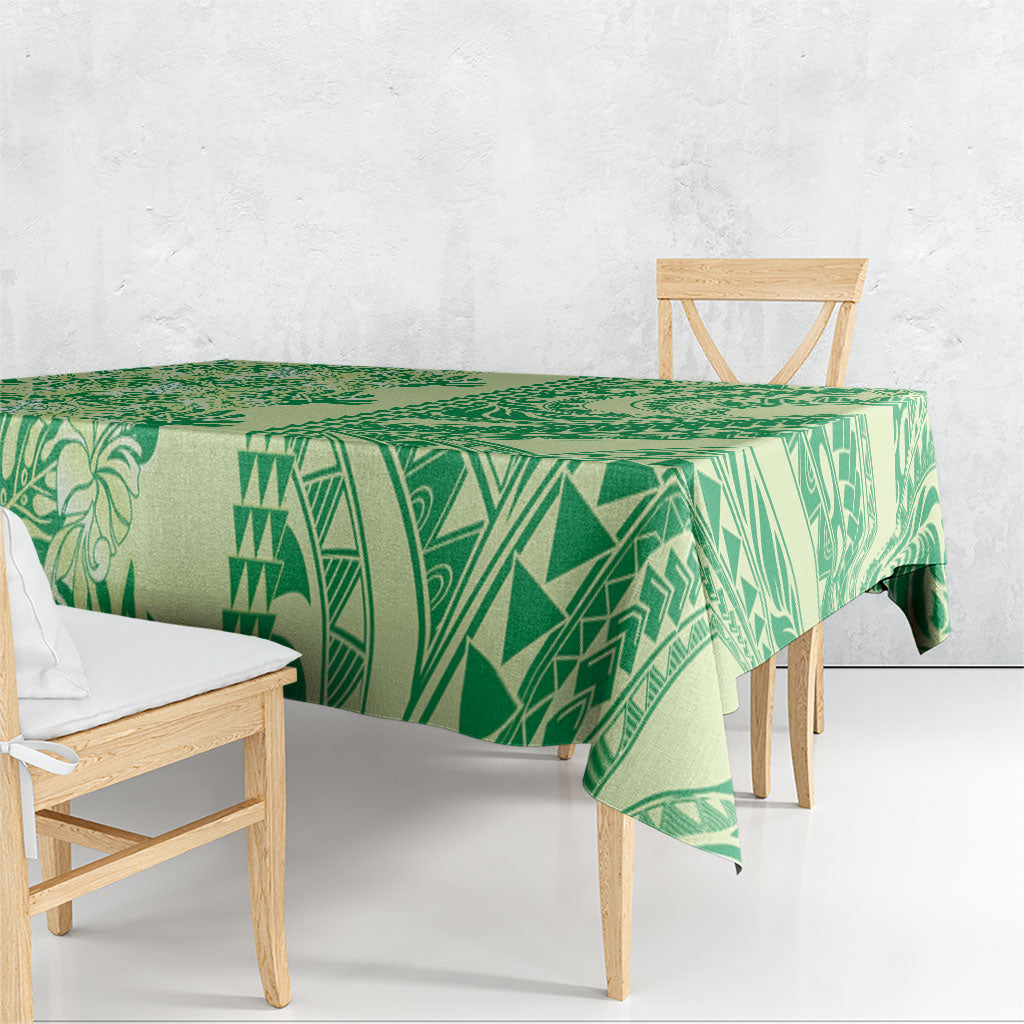 Lime Green Hibiscus Monstera Seamless Kakau Hawaii Tablecloth LT14 - Polynesian Pride