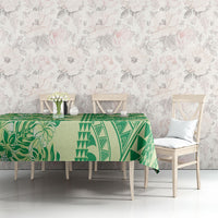 Lime Green Hibiscus Monstera Seamless Kakau Hawaii Tablecloth LT14 - Polynesian Pride