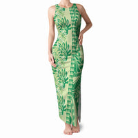 Lime Green Hibiscus Monstera Seamless Kakau Hawaii Tank Maxi Dress LT14 Women Lime Green - Polynesian Pride