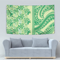 Lime Green Hibiscus Monstera Seamless Kakau Hawaii Tapestry