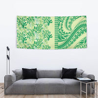 Lime Green Hibiscus Monstera Seamless Kakau Hawaii Tapestry
