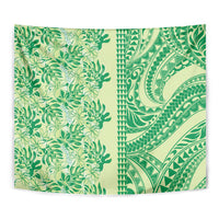 Lime Green Hibiscus Monstera Seamless Kakau Hawaii Tapestry