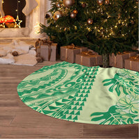 Lime Green Hibiscus Monstera Seamless Kakau Hawaii Tree Skirt