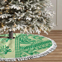 Lime Green Hibiscus Monstera Seamless Kakau Hawaii Tree Skirt