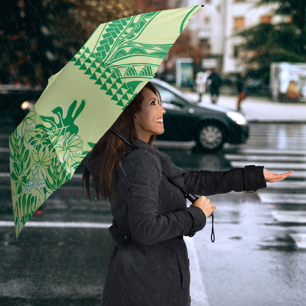 Lime Green Hibiscus Monstera Seamless Kakau Hawaii Umbrella