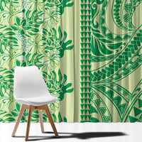 Lime Green Hibiscus Monstera Seamless Kakau Hawaii Window Curtain