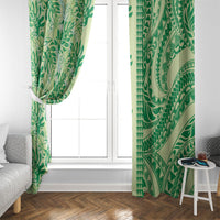 Lime Green Hibiscus Monstera Seamless Kakau Hawaii Window Curtain