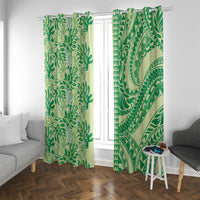 Lime Green Hibiscus Monstera Seamless Kakau Hawaii Window Curtain