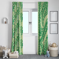 Lime Green Hibiscus Monstera Seamless Kakau Hawaii Window Curtain